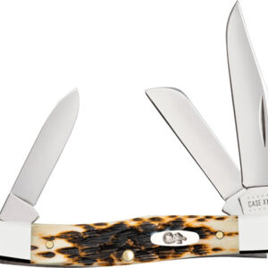 CASE KNIVES AMBER BONE PEACH SEED JIG MEDIUM STOCKMAN