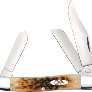 CASE KNIVES AMBER BONE PEACH SEED JIG STOCKMAN