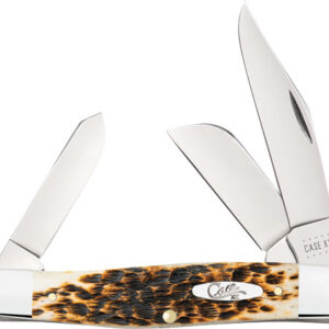 CASE KNIVES AMBER BONE PEACH SEED JIG LARGE STOCKMAN