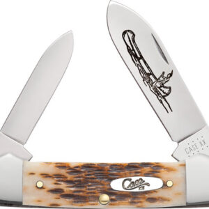 CASE KNIVES AMBER BONE PEACH SEED JIG CANOE